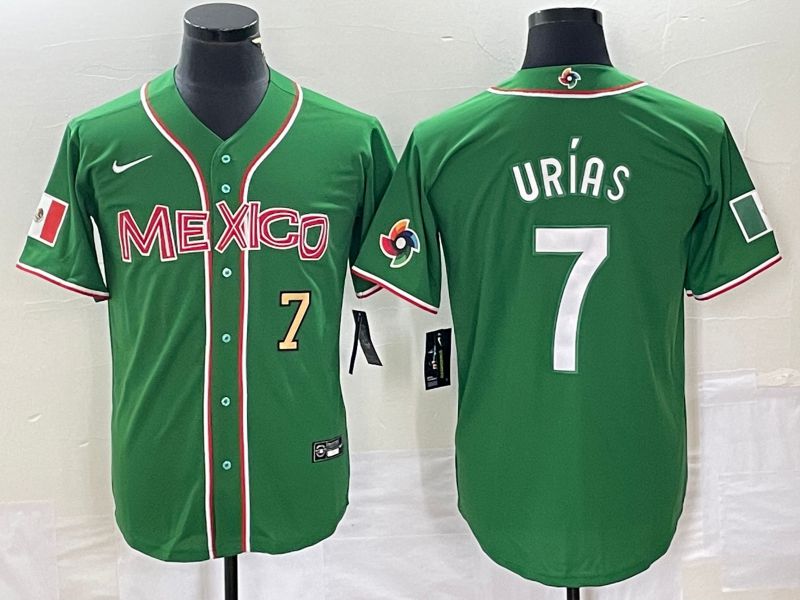 Men 2023 World Cub Mexico #7 Urias Green white Nike MLB Jersey6
